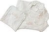 Heirloom Quality Baby Girl Set in Adorable Ruffle Design. Blanket, Bib and Burp Cloth! - Cozy Gift