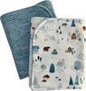 Handmade Burp Cloths, Super Thick and Soft, Blue Forest - Cozy Gift