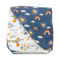 Baby Blanket in Our Thickest, Softest Material. Four Layers of 100% Muslin Cotton! - Cozy Gift