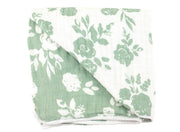 Beautiful Vintage Sage Flower Baby Blanket in Our Thickest, Softest Material. Four Layers of 100% Muslin Cotton! - Cozy Gift